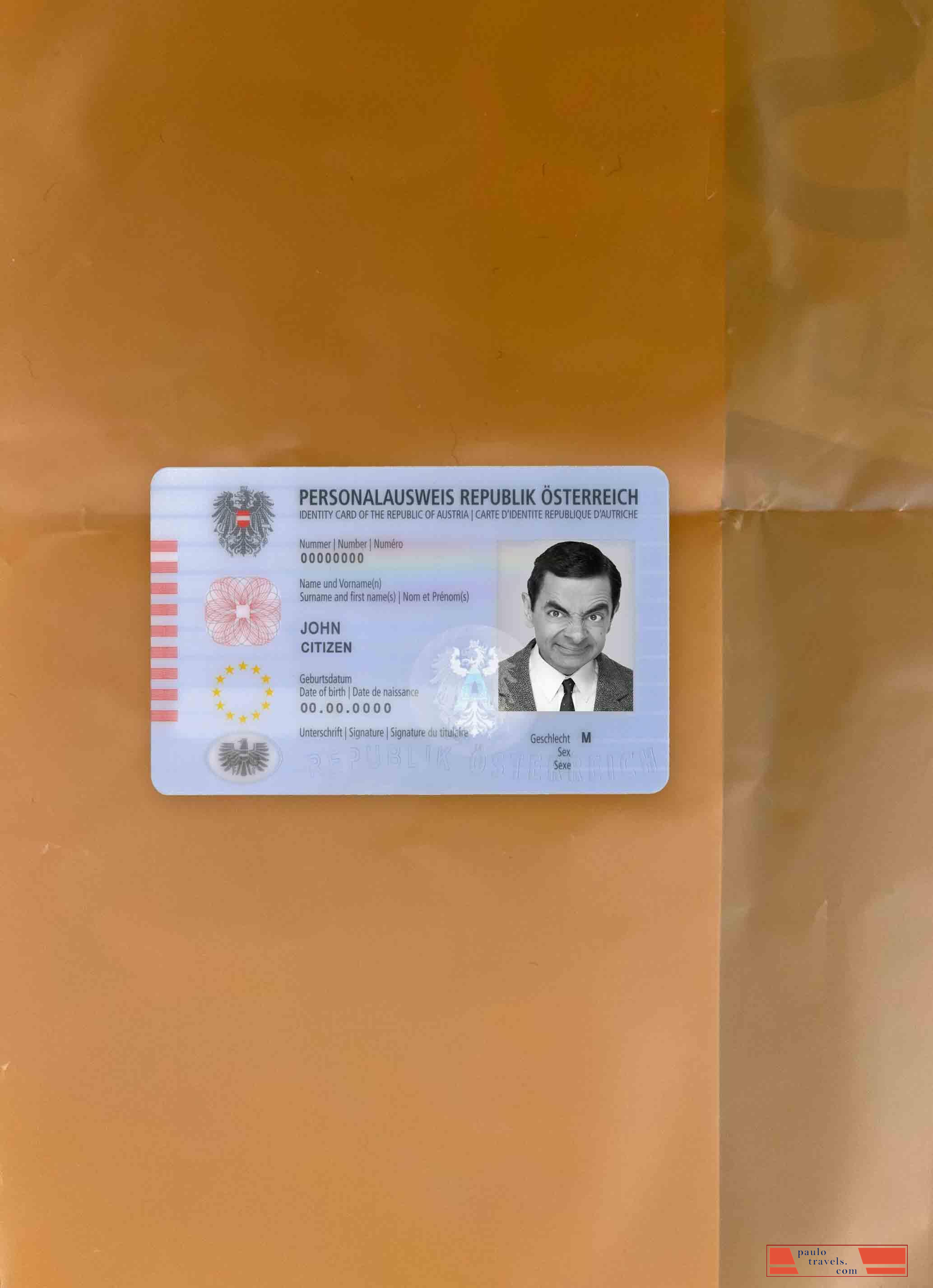 Austria ID photolook FRONT PSD template